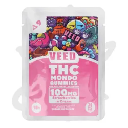 Gummies THC Mondo Strawberries n Cream 100mg delta 9 THC 25mg x4 - VEED